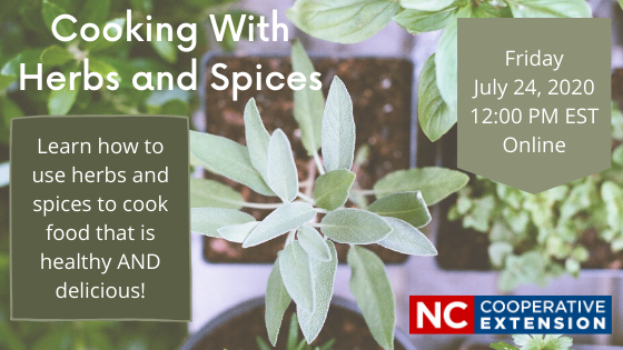 Image for cooking with herbs and spices class (Friday, July 24)