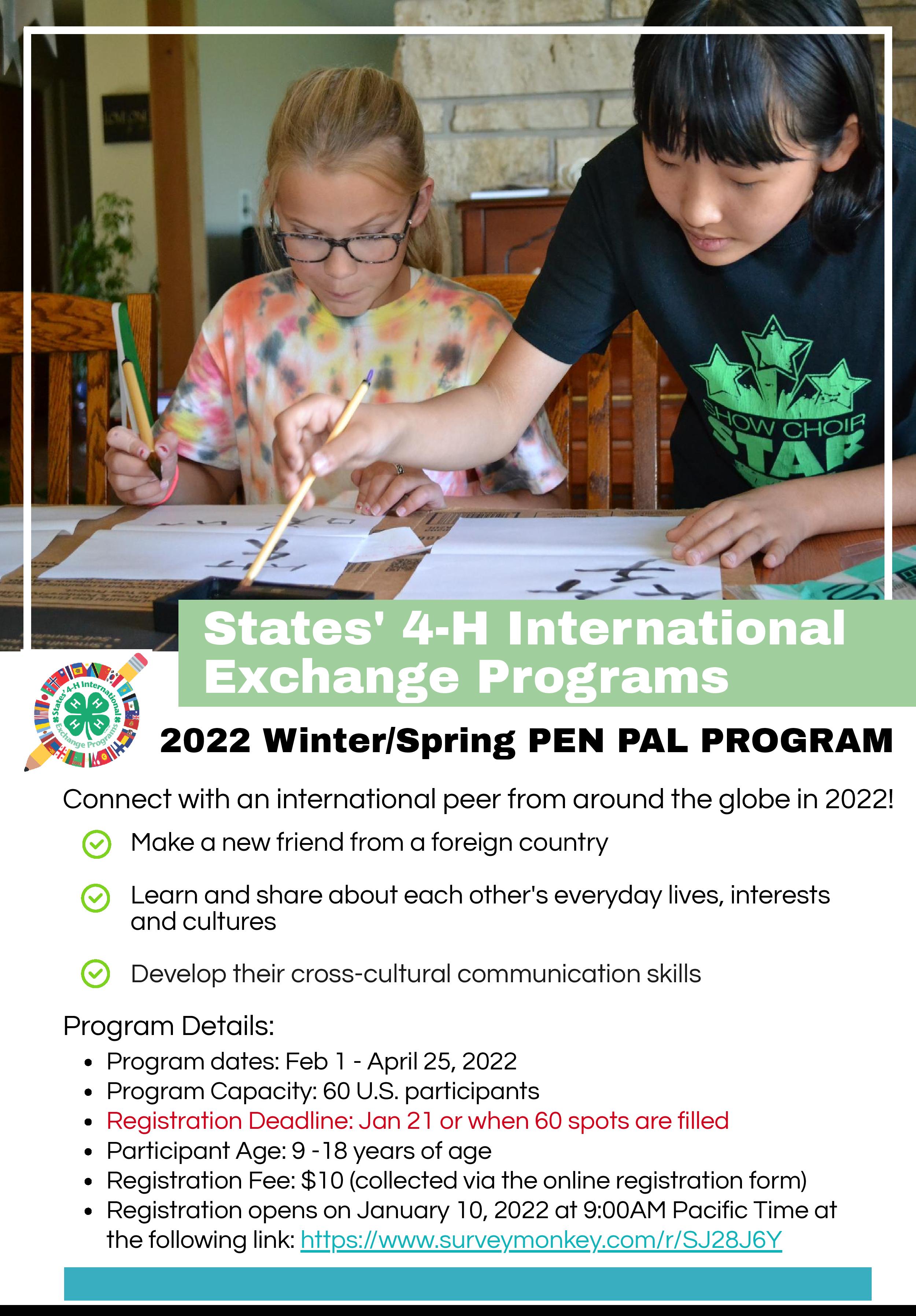 Pen Pal Program, Winter 2022