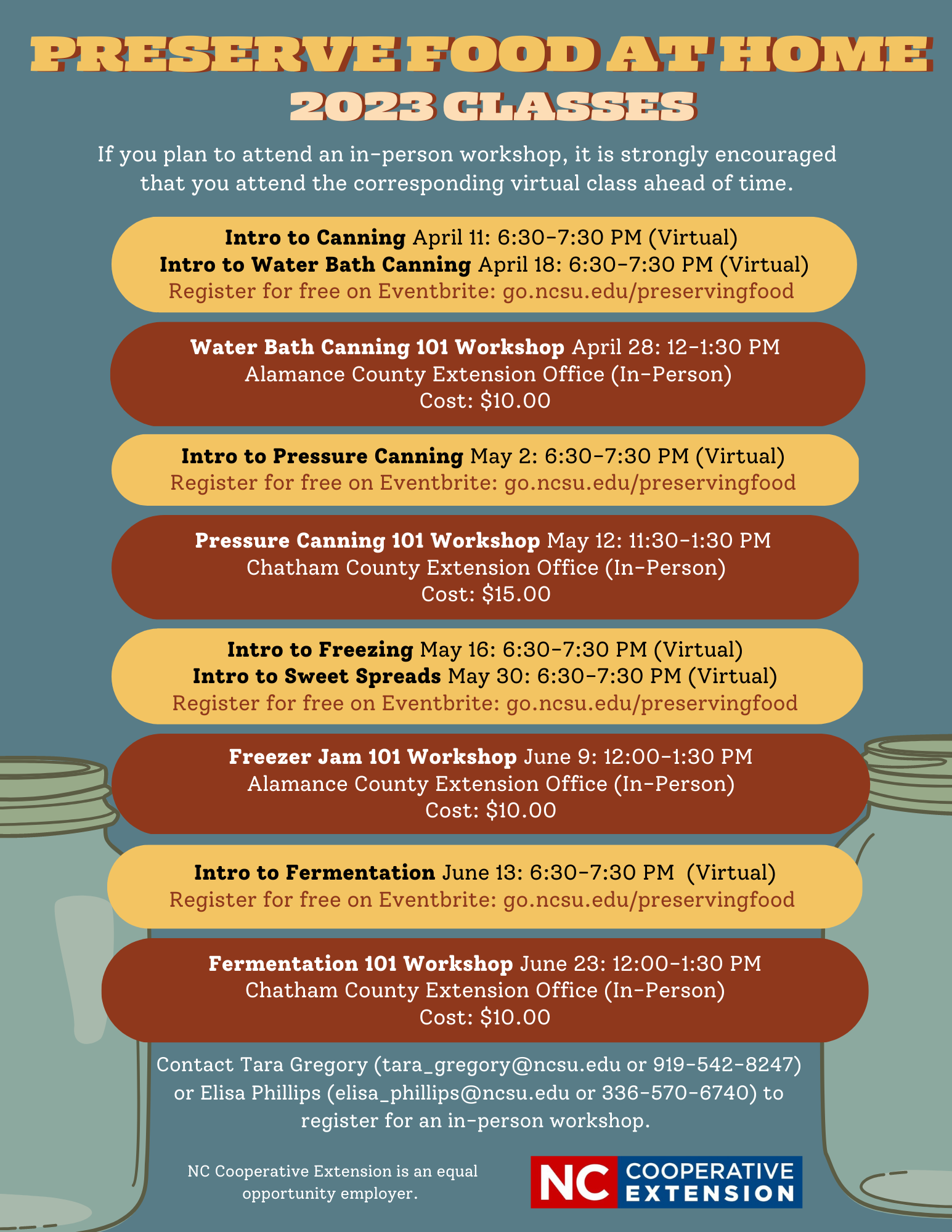  Flyer with 2023 Home Food Preservation Classes